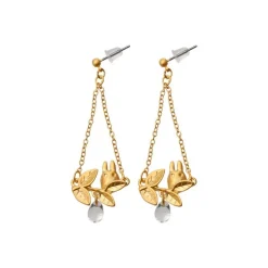 Maison Ghibli Jewellery-White Totoro Earring Hidden In A Leaf - My Neighbor Totoro